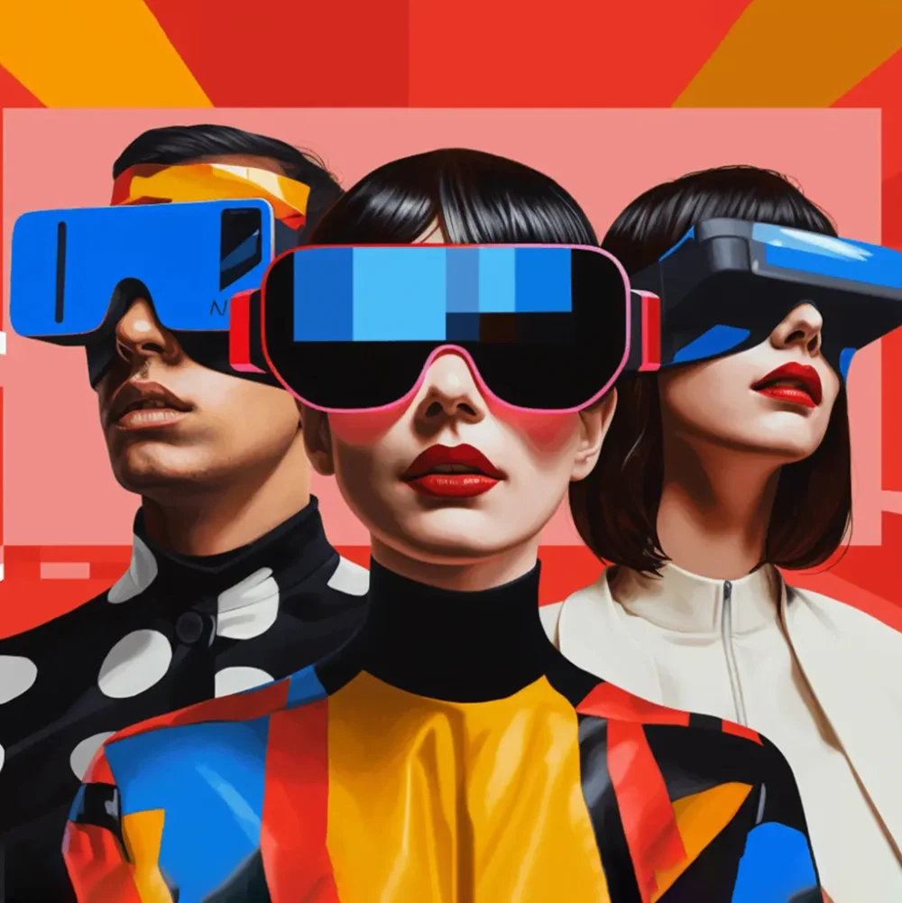 three 3d images wearing blue3D glasses